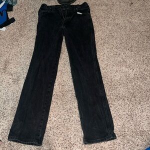 brand wrangler, size 29X 32, denim black jeans 100% cotton